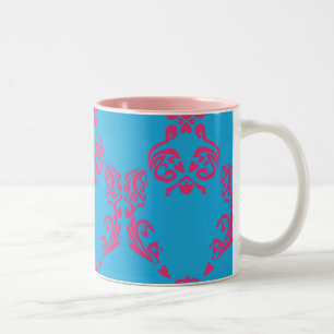 Damast Magentarot-Aqua Zweifarbige Tasse