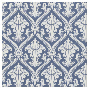 Damast Marineblau Barockmuster Stoff