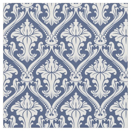 Damast Marineblau Barockmuster Stoff (Nahaufnahme)