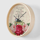 Damast mit rosa Rote Rosen Uhr (Winkel)