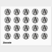 Damast-Monogramm-Aufkleber - Initiale A Runder Aufkleber (Blatt)