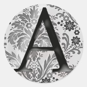 Damast-Monogramm-Aufkleber - Initiale A Runder Aufkleber