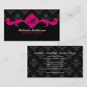 Damast-Monogramm Fuchsia Visitenkarten Visitenkarte