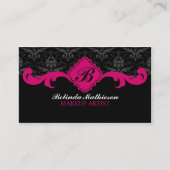 Damast-Monogramm-Fuchsien-Visitenkarten Visitenkarte (Vorderseite)