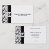 Damast-Monogramm-Innenarchitektur-Visitenkarten Visitenkarte (Vorne/Hinten)