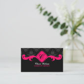 Damast-Monogramm-Pink Visitenkarte (Stehend Vorderseite)