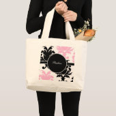 Damast-Monogramm-Taschen-Tasche Jumbo Stoffbeutel (Vorderseite (Produkt))
