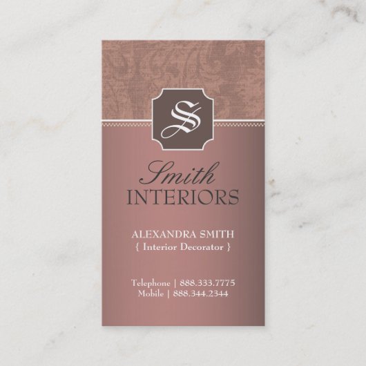 Damast-Monogramm-Visitenkarten Visitenkarte (Vorderseite)