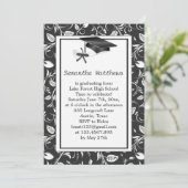 Damast, Mörser, Diplom Abschluss Einladung (Stehend Vorderseite)