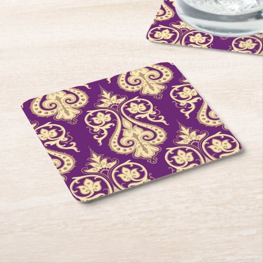 Damast-Muster 4 Rechteckiger Pappuntersetzer (angewinkelt)