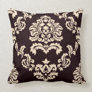 Damast-Muster Braun und Beige Kissen