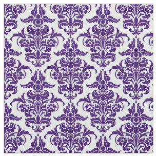 Damast-Muster - Deep Purple auf Weiß Stoff