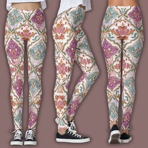 Damast-Muster   Erde und Juwel-Ton Leggings