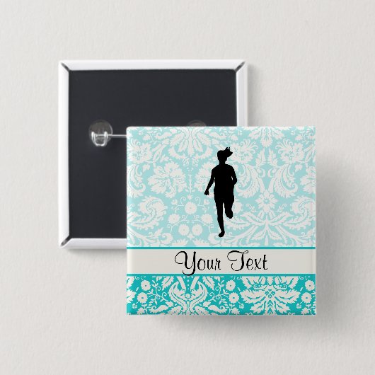 Damast-Muster; Mädchen-Betrieb Button (Vorne & Hinten)