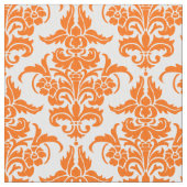 Damast-Muster - Orange auf Weiß Stoff (Nahaufnahme)