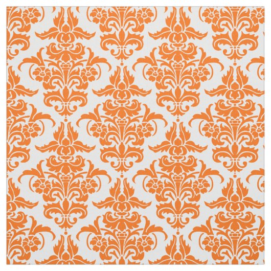 Damast-Muster - Orange auf Weiß Stoff (Muster)
