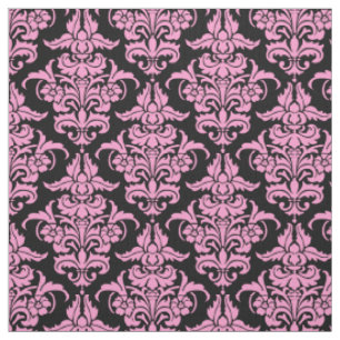Damast-Muster - Rosa auf Schwarzem Stoff