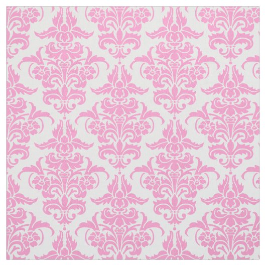 Damast-Muster - Rosa auf Weiß Stoff (Muster)