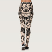 Damast-Muster | Schwarz & Pfirsich-Beige Leggings (Rückseite)