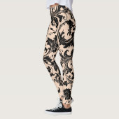 Damast-Muster | Schwarz & Pfirsich-Beige Leggings (Links)