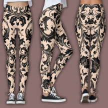 Damast-Muster | Schwarz & Pfirsich-Beige