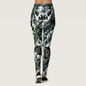 Damast-Muster | Schwarz, Weiß & Grün Leggings (Rückseite)