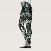 Damast-Muster | Schwarz, Weiß & Grün Leggings (Links)