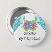 Damast-Mutter des Braut-Knopf-/Button-Türkises Button (Vorne & Hinten)