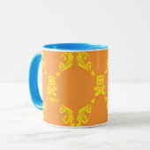 Damast orangegelb tasse (Vorderseite Links)