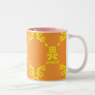 Damast orangegelb zweifarbige tasse