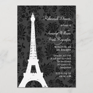 Damast Paris Probe Dinner (schwarz) Einladung