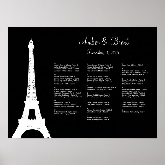 Damast Paris Sitzplan Poster (Vorne)