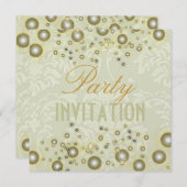 Damast-Party Einladungen, Champagnerbläschen Einladung (Vorne/Hinten)