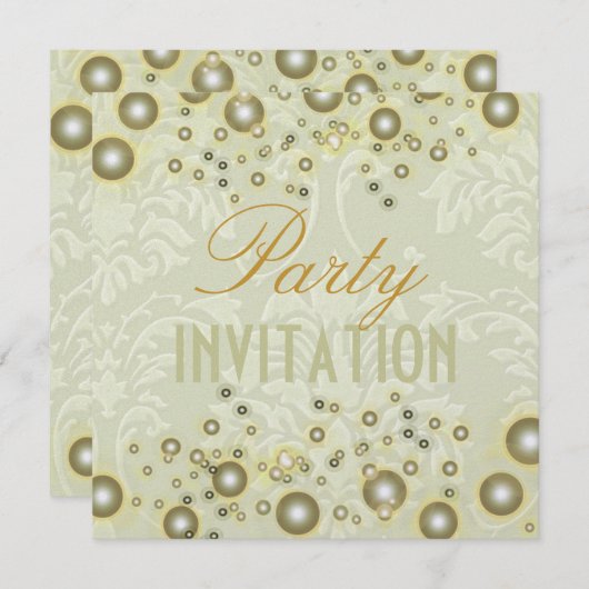 Damast-Party Einladungen, Champagnerbläschen Einladung (Vorne/Hinten)