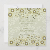 Damast-Party Einladungen, Champagnerbläschen Einladung (Rückseite)