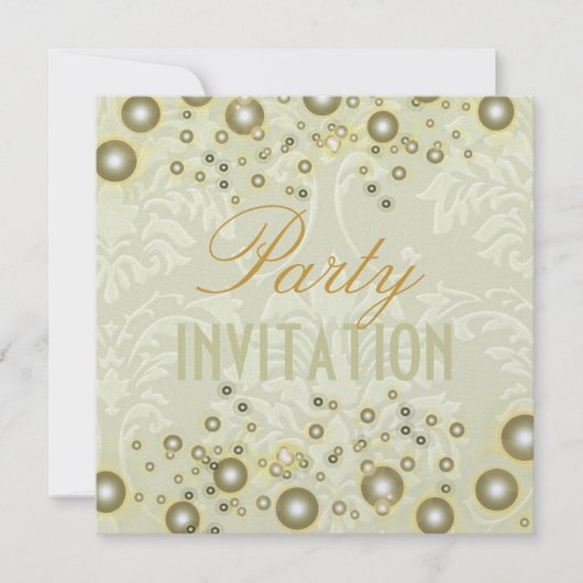 Damast-Party Einladungen, Champagnerbläschen Einladung (Vorderseite)