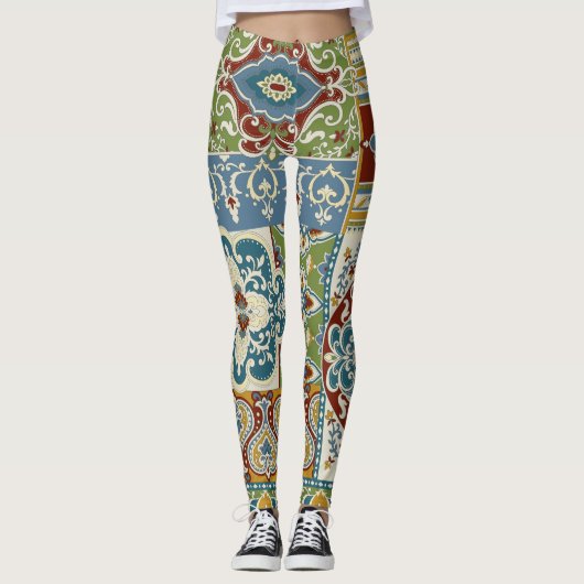 Damast-Patchwork: Farbige türkische Vintage. Leggings (Vorderseite)