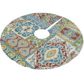 Damast-Patchwork: Farbige türkische Vintage. Polyester Weihnachtsbaumdecke (Schrägansicht)