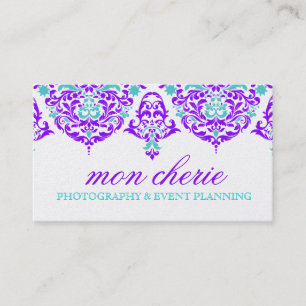 Damast-Pflaumen-Aqua 311 Montages Cherie Visitenkarte