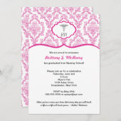 Damast-pinkfarbener Einladung (Vorne/Hinten)