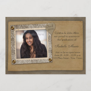 Damast-Rahmen, Schrott-Art-Abschluss-Foto-Karte Einladung