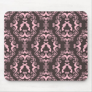 Damast rosa schwarze Waffen Grunge Western Pistole Mousepad