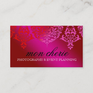 Damast-rosa u. roter Traum 311 Montages Cherie Visitenkarte