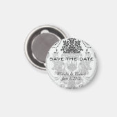 Damast Rose weiß und schwarz.ai Magnet (Vorderseite/Rückseite)