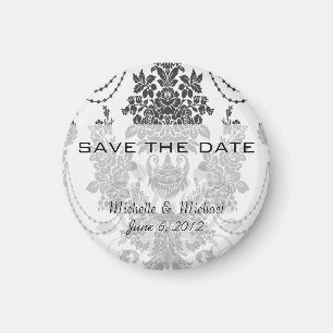 Damast Rose weiß und schwarz.ai Magnet