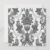 Damast-Rose weiß und schwarz Einladung (Rückseite)