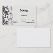 Damast-Rose weiß und schwarz Visitenkarte (Vorne/Hinten)