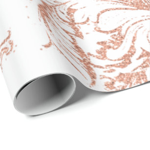 Damast-Rosen-Goldkönigliche weiße Antonietta Hütte Geschenkpapier