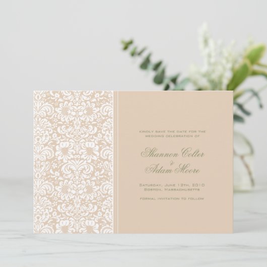Damast Save the Date (Stehend Vorderseite)