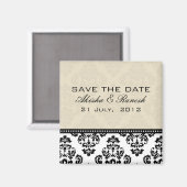 Damast Save the Date, der Mitteilung Wedding ist Magnet (Vorderseite/Rückseite)